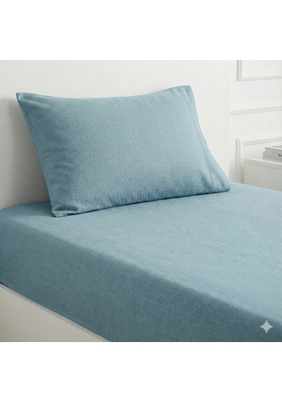 Maki Home %100 Pamuklu Su Yeşili 90x190+50x70 Tek Kişilik Lastikli Çarşaf Takımı Su Yeşili