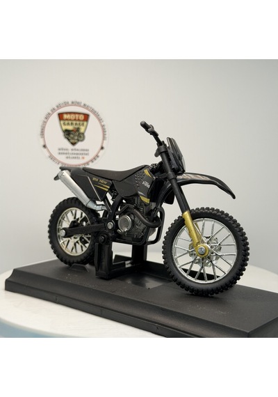 Siyah Enduro Cross - 1:18 Ölçek 12cm Kutulu Standlı Diecast Motosiklet Modeli