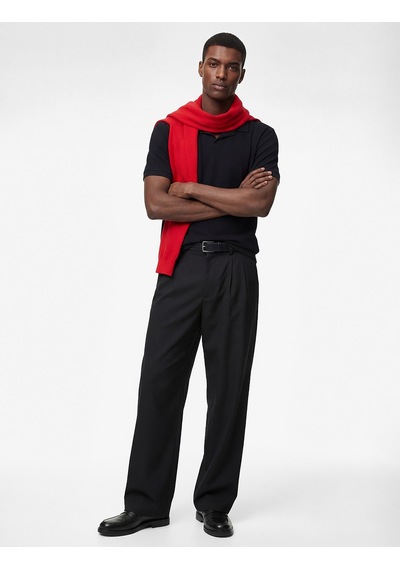 Koton Regular Fit Kısa Kollu Pamuklu Fitilli Polo Yaka Tişört Siyah 6sam10069mk