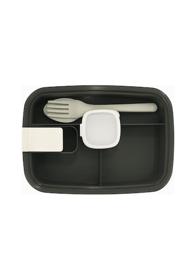 Lunchbox Yemek Kabı Sızdırmaz Taşınabilir Ve Zindeliklı Saklama Kutusu Çatal Kaşık Bölmeli Gıda Dostu Gri Diğer