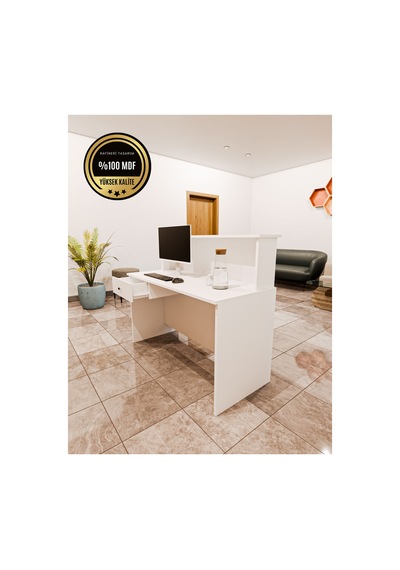 Soft Banko Karşılama Masası Çekmeceli Beyaz Soft Banko Karşılama Masası Çekmeceli Beyaz
