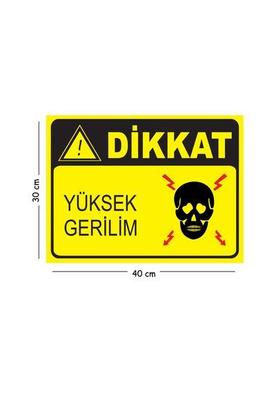 Metal Dikkat Yüksek Gerilim 2 30x40 Cm A3 Uyarı İş Güvenliği Levhası