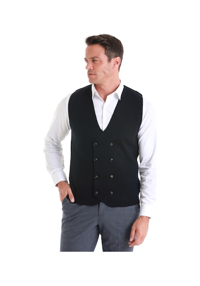 Hatemoğlu Lacivert Regular Fit Düz Kruvaze Triko Yelek 34171023a001 005