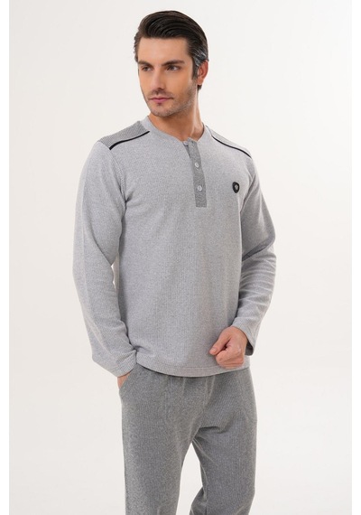 Mecit Pijama Mecit 2998 Gri Selanik Kumaş Kışlık Erkek Pijama Takımı Gri