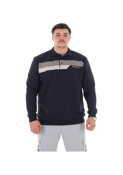 Erkek Battal Beden 158 Kiloya Kadar Uygun Bedenli Geniş Kalıp Baskılı Polo Yaka Selanik Sweat Lacivert Erkek Battal Beden 158 Kiloya Kadar Uygun Bedenli Geniş Kalıp Baskılı Polo Yaka Selanik Sweat Lacivert