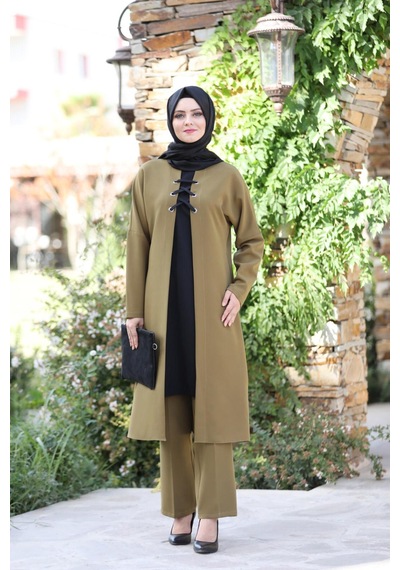 İbrahim Burak Etiler Collection Bağcık Detay İkili Takım Mdc 5561 Haki