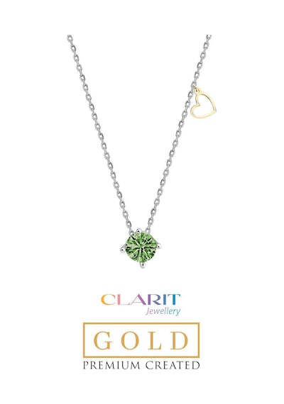 Created Tourmaline Taşlı Clarit Serisi 8 Ayar Beyaz Altın Kolye Beyaz