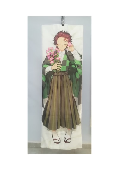 Anime-demon Slayer -tanjiro Komado Desenli Sarılma Yastığı Hugging Pillow Kılıfı Yeşil