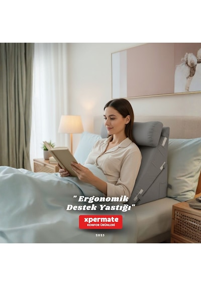 Ergonomik Destek Yastığı Baş, Sırt, Bel Ve Bacak Desteği Gri