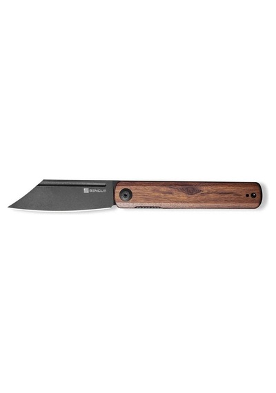 Sencut Bronte Front Flipper Knife Black Blade Cuibourtia Wood Handle Kamp Çakı Kahverengi