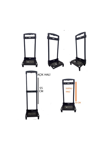 Anaokulu Çantası Çekçek Aparatı İki Tekerlikli Okula Dönüş Açık: 55 Cm / Kapalı: 30 Cm Genişlik 15 Cm Siyah