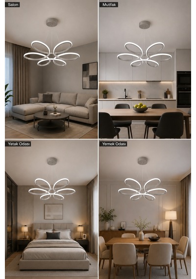 Niva Led Sarkıt Avize Beyaz Işık Gri