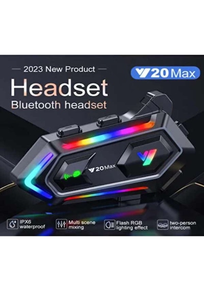V20 Bluetooth 5.0 Motosiklet Kask Kulaklık Intercom Işıklı, Gürültü Engelleme, Uzun Pil