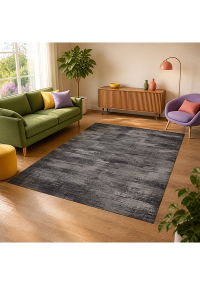 Kartela Halı Vintage Halı Kaymaz Taban Makinede Yıkanabilir Halı Antrasit - 200 X 300 Cm