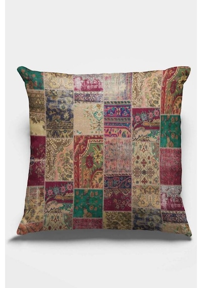 Çok Renkli Patchwork Çift Taraflı Kırlent Kılıfı Krl293n11