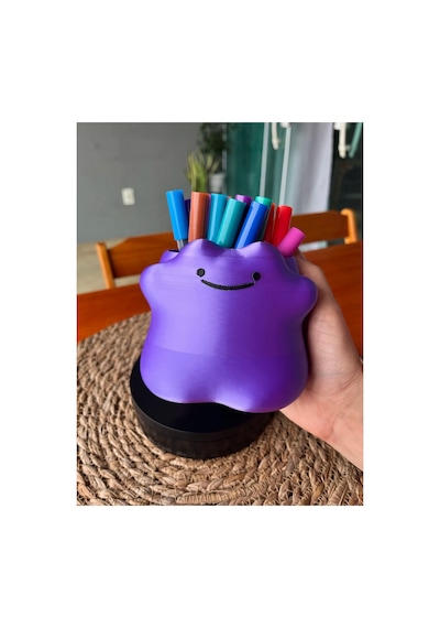 Cute Ditto Kalemlik Kız Çocuk Odası Dekoratif Masa Üstü Kalemlik Parlak Mor