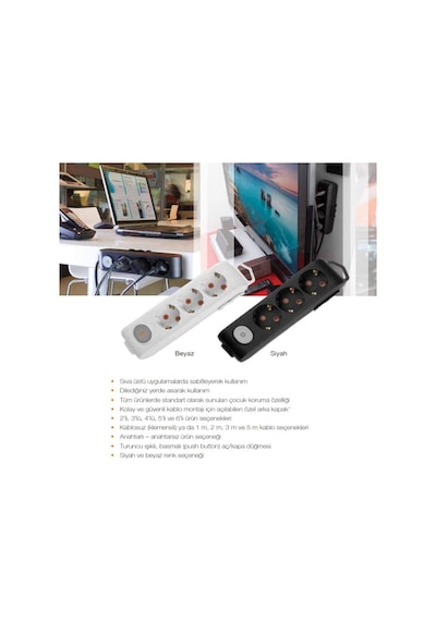 Dıfa Pack Viko Multi-let 6lı Topraklı Kablolu Ç.k 5mt Siyah Priz