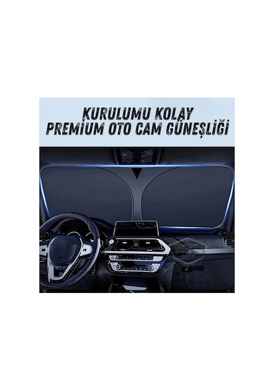 Bay Premium Katlanır Oto Ön Arka Cam Güneşliği Metalize Isı Yalıtımlı Çantalı 150x70cm Najmaddin