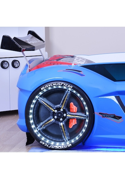 Arabalı Yatak, Jaguar Rüzgarlıklı Full Ledli Arabalı Yatak - Mavi 1 Adet Comfort Yatak Arabalı Yatak, Jaguar Rüzgarlıklı Full Ledli Arabalı Yatak - Mavi 1 Adet Comfort Yatak