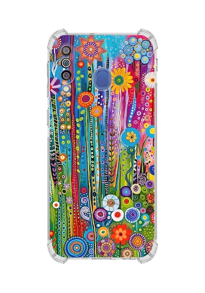 Printify Samsung Galaxy M30 İle Uyumlu Düşlerin Dansı Serisi Folklorik Bahçe Tasarımlı Uv Baskılı Köşe Korumalı Antişok Kılıf Şeffaf