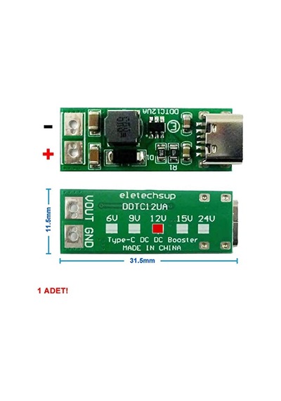 Type C Usb 5v To 12v Boost Modül 9w Dc Voltaj Yükseltici Taşınabilir Minik Güç Kaynağı Step Up Kamera Modem Arab 10"