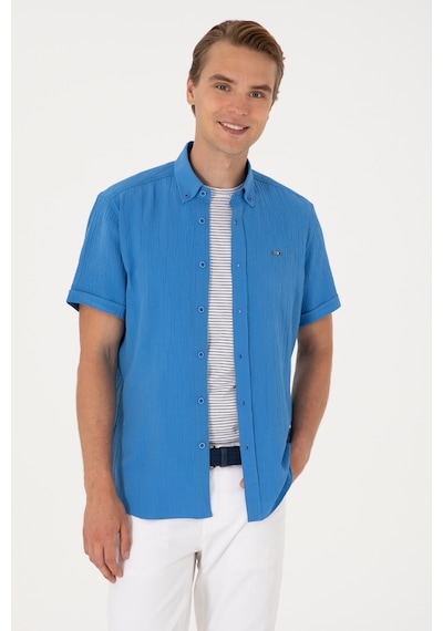 U.s. Polo Assn. Erkek İndigo Gömlek Kısa Kollu 50306328-vr028 İndigo