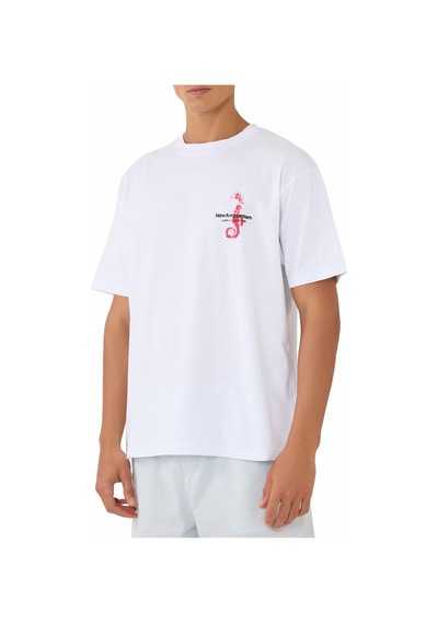 New Era Erkek Denizatı Baskılı Tişört Regular Fit S-xl Beyaz