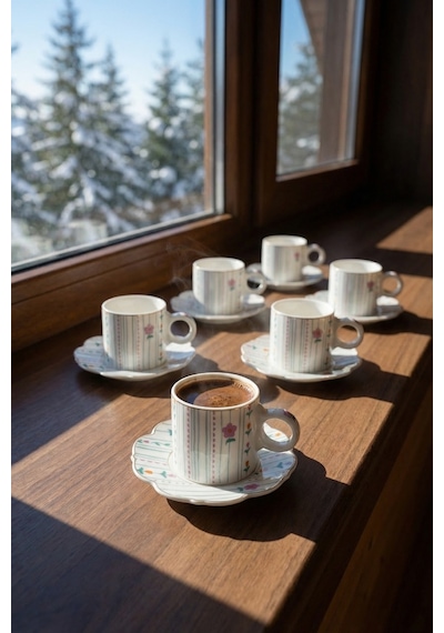Millie 6 Kişilik Porselen Kahve Fincanı Takımı - 90 Ml Renkli