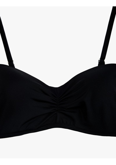 Koton Drape Detaylı Çıkarılabilir Askılı Straplez Bikini Üstü Siyah 6sak10009mm
