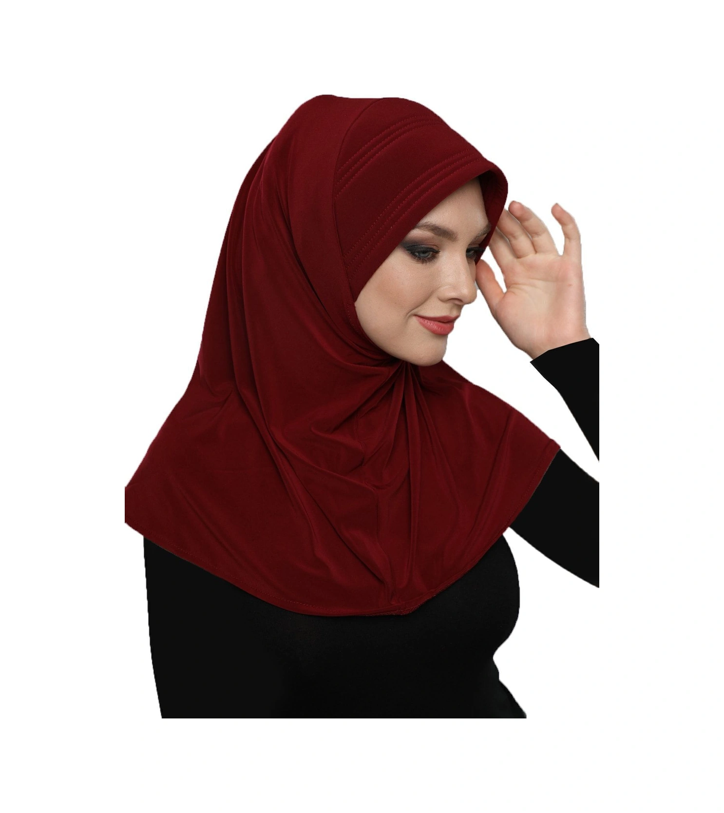 Elysianfidan Takmatik Sade Bordo Hazır Türban Tesettür Havuz Bonesi Namaz Örtüsü Bordo
