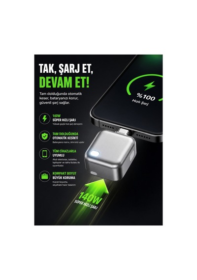 Kh-51 140w Usb-c Akıllı Şarj Kesici Otomatik Güç Kesme Adaptörü