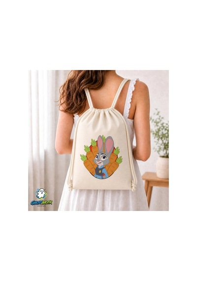 Ghostbastır Design Zootopia Büzgülü Keten Çanta C375 Bej