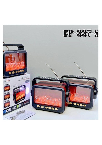 Solar Panelli Şömine Nostaljik Görünümlü Bluetooth Hoparlör Ve Fenerli Mp3 Çalar Radyo Müzik Kutusu