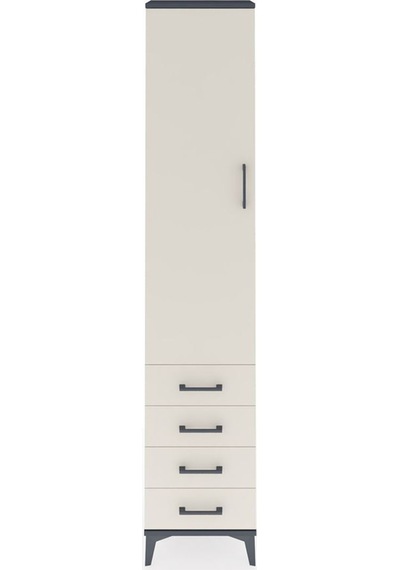 Arges Dolap 4 Raflı 4 Çekmeceli Tek Kapaklı 44x30x221 Antrasit-aytaşı Antrasit