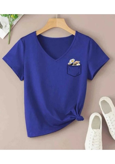 Kozia Outdoors Malkoçbey Cep Detay Baskili Oversize Unisex Basic T-shirt Mavi