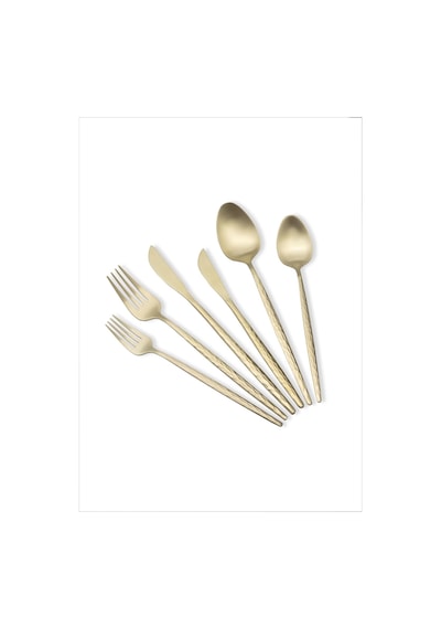 The Mia Shiny Çatal Kaşık Bıçak Takımı Mat Gold 36 Parça Gold