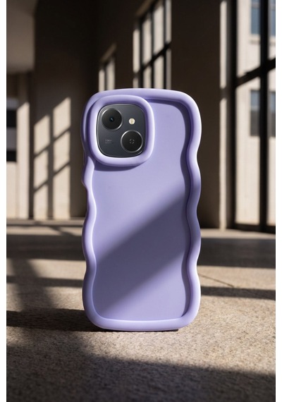 Tecno Spark 40c / Pop 10 Pro Uyumlu Dalgalı Tasarım Kamera Korumalı Mat Silikon Telefon Kılıfı-54221 Mor