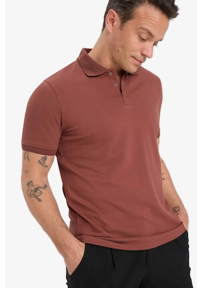 DeFacto Slim Fit Dar Kesim Polo Yaka Kısa Kollu Dokulu Basic Düz Tişört T5259AZ25SMBN414