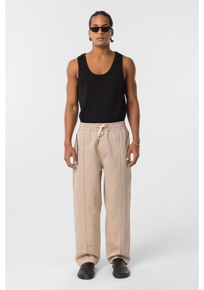 Vamos Bağcıklı Baggy Gabardin Pantolon Bej