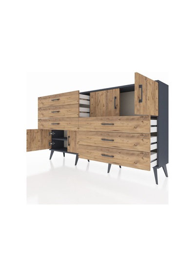 Arges Konsol 2 Raflı 6 Çekmeceli 4 Kapaklı 176x30x99 Antrasit-çam Atlas Çam/atlas Çam - Antrasıt Arges Konsol 2 Raflı 6 Çekmeceli 4 Kapaklı 176x30x99 Antrasit-çam Atlas Çam/atlas Çam - Antrasıt