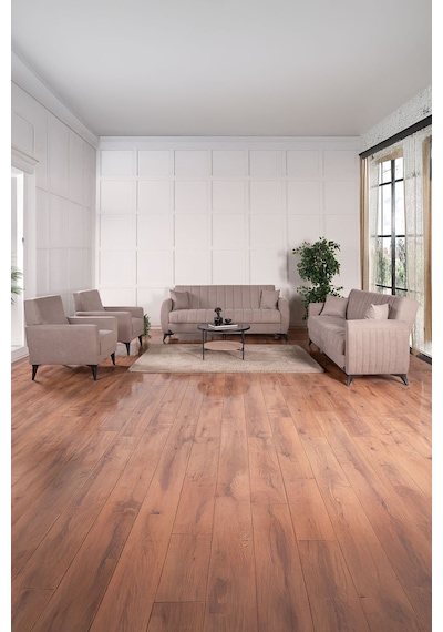 Kilim Mobilya Linda Koltuk Takımı 3 3 B B Açık Kahverengi