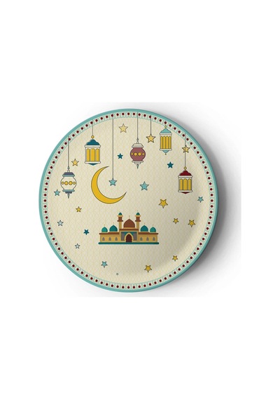 2 Paket 8'li Karton Tabak Cartoon Ramazan - Parti Tabağı