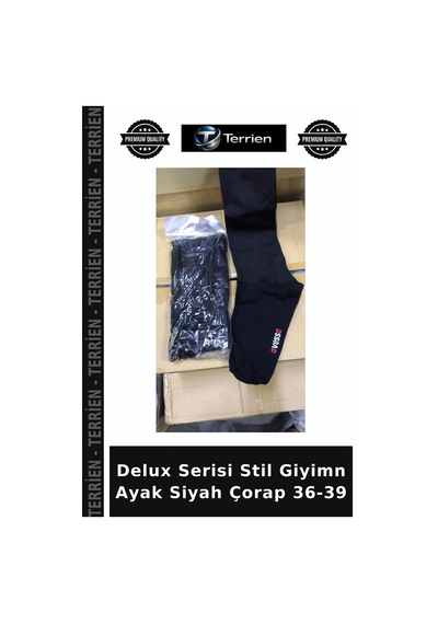 Terrien Delux Serisi Stil Giyimn Ayak Siyah Çorap 36-39