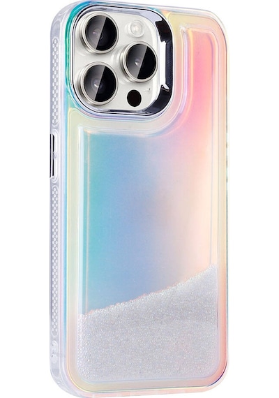 Ardemix Apple Uyumlu iPhone 15 Pro Kılıf Airbagli Renkli Arka Yüzey Boncuk Tasarımlı Kumul Kapak Pembe