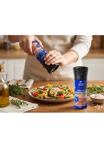 Saygın Himalaya Kaya Tuzu - Sofrada Öğütme 500 Gr 2 Adet + Değirmen 110 Gr