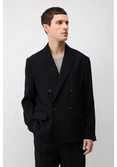Antioch Modal Karışımlı Relaxed Fit Erkek Blazer Ceket Siyah