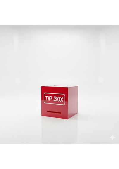 Kilitli Pleksi Masa Üstü Tip Box Bahşiş Kutusu Kırmızı 14x14xh13 Cm 1