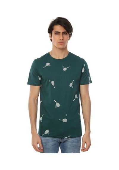 Jack & Jones John Frank Erkek Dijital Baskılı T Shirt Jftef23-tennıs SİYAH