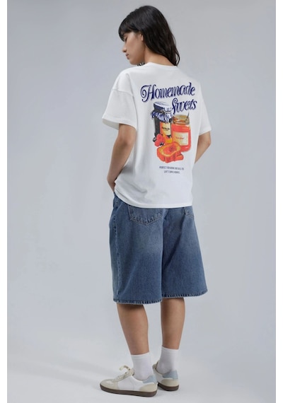 Hiccup Baskılı Oversized T-shirt Turuncu