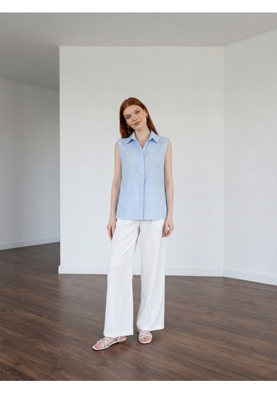 Pera Moda Sıfır Kol Mevsimlik Poplin Gömlek Bebe Mavisi